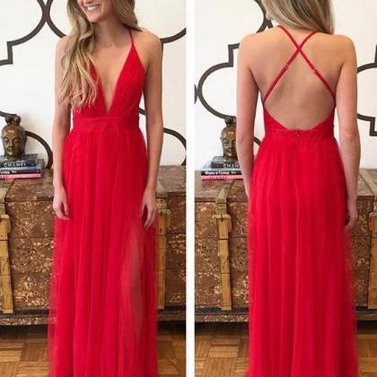 Red Plunging Neck Pageant Dress With Adjustable..