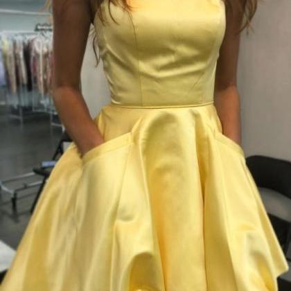 Strapless Short Yellow Homecoming Party Dress With..