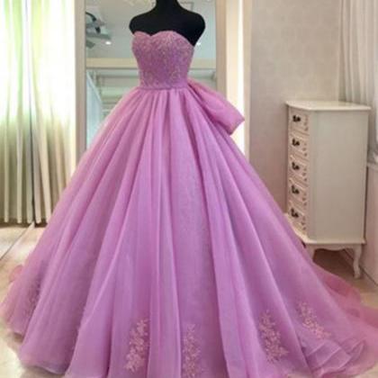 Sleeveless Lavender Ball Gown Prom Dress