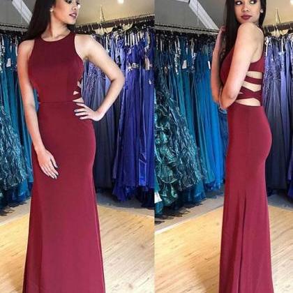 Jewel Neck Floor Length Prom Dress With Strappy..