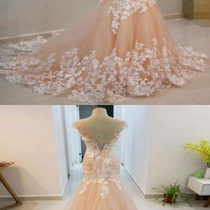 Jewel Neck Mermaid Lace Wedding Dress
