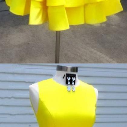 Short Yellow Homecoming Party Dress Dress Semi..