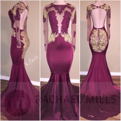 Designer Prom Dress Long Sleeves Prom Gown