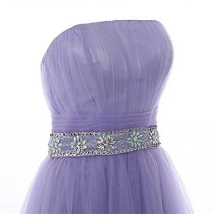 Strapless Lavender High Low Party Dress