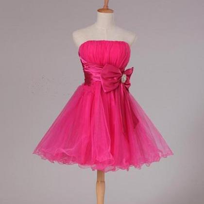 Strapless Pleated Short Homecoming Dress Party..