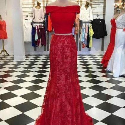 Red Two Pieces Prom Dress