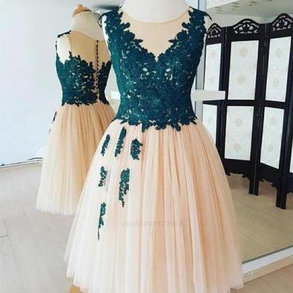 Sheer Neck Short Homecoming Party Dress With..