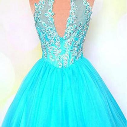 High Neck Homecoming Dress With Keyhole Back