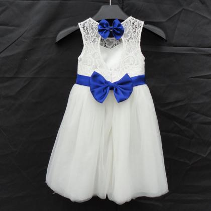 Ivory Flower Girl Dress For Baby Girl With Bows