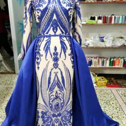 Long Sleeves Prom Dress With Attachable Skirt