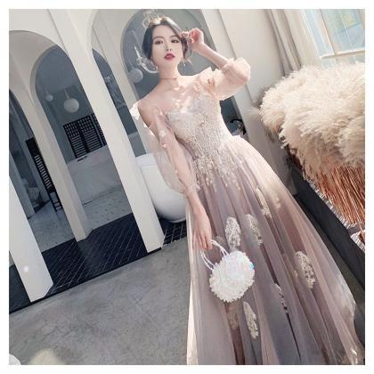 Half Sleeves Asian Style Long Evening Gowns..