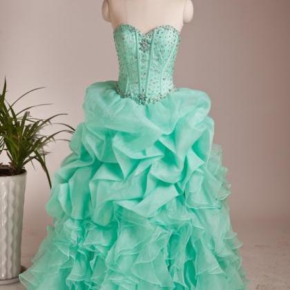 Mint Organza Quinceanra Gown Sweet 15 16 Birthday..