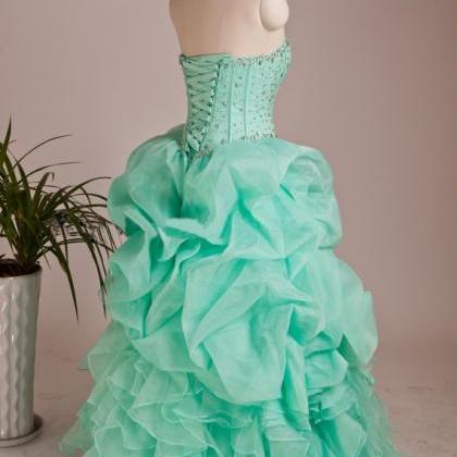 Mint Organza Quinceanra Gown Sweet 15 16 Birthday..