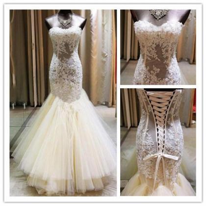 Sweetheart Mermaid Wedding Dresses Custom Bridal..