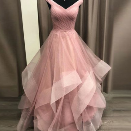 Off The Shoulder Tiered Prom Dress Evening Gown