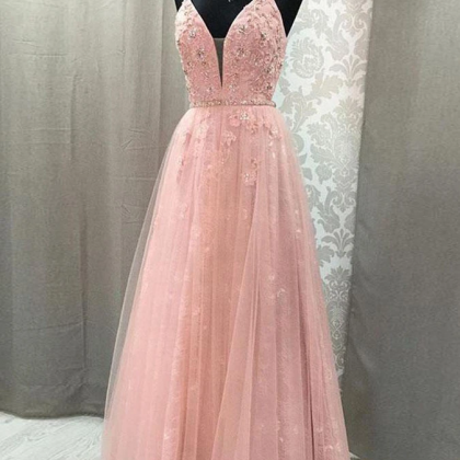 Pink Prom Dress With Open Back