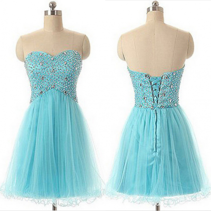 Turquoise Sweetheart Short Hoco Party Dress..