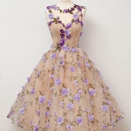 Sheer Sweetheart Floral Homecoming Dress