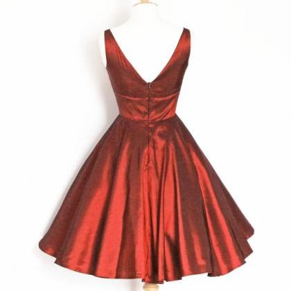 V Neck Bright Red Short Hoco Party Dresses..