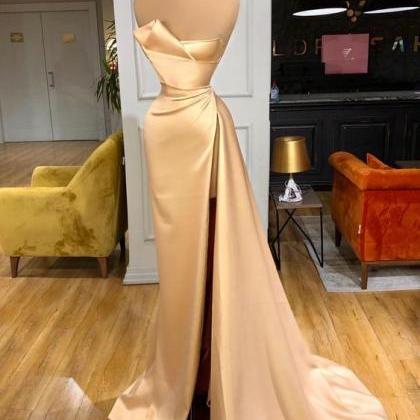 Sleeveless Pageant Dress With High Slit Long..