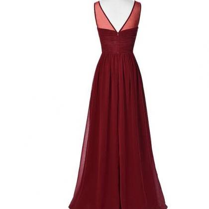 Sheer Sweetheart Long Burgundy Evening Gown..