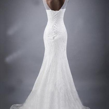 Sleeveless Lace Wedding Dress