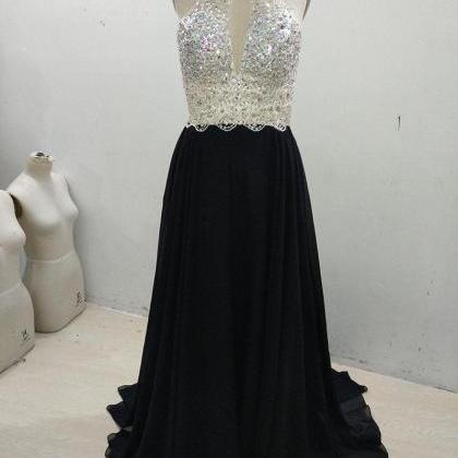 Sparkle Black Prom Dress With Crystals