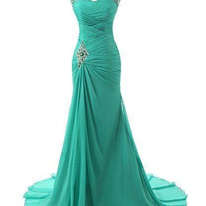 Green Evening Dresses Long Pageant Party Gowns