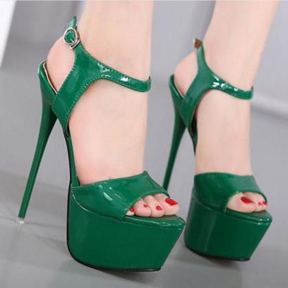 Women Sandals Heels Black Red White Green Shoes..
