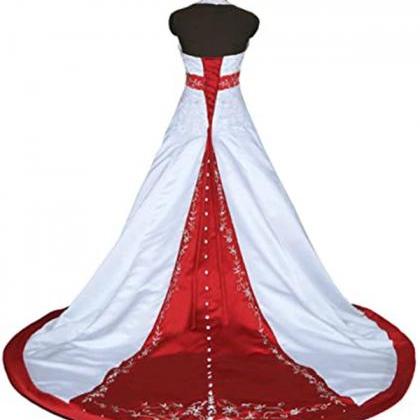 Halter Embroidered Wedding Dress