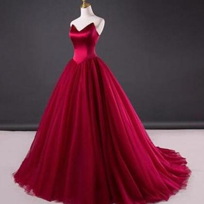 Sleeveless Dark Red Long Evening Gowns Formal..