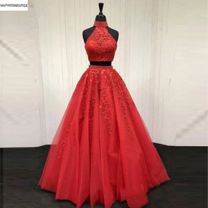 2 Pieces Red Prom Dresses