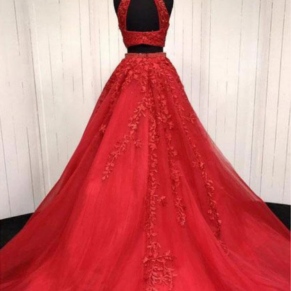 2 Pieces Red Prom Dresses
