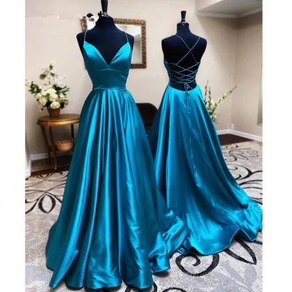 Lace-up Back Simple Prom Dress