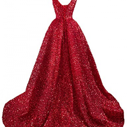High Low Evening Gowns Red Sequin Prom Dresses..