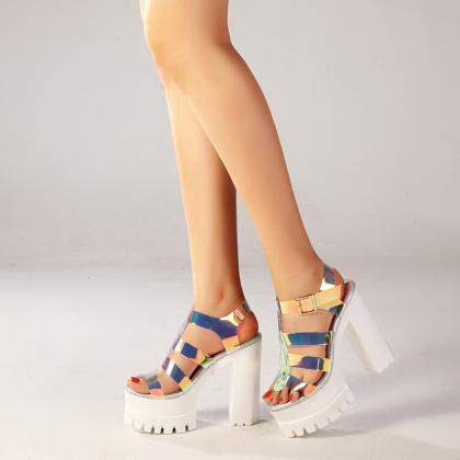Chrome Platform Sandals Women Shoes
