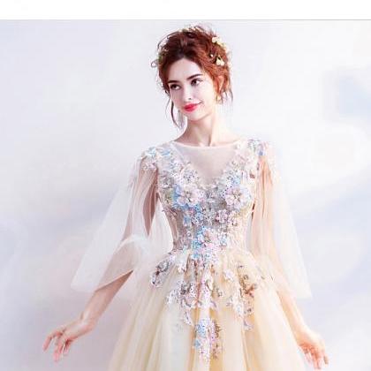 Wrap Sleeves Fairy Tale Formal Occasion Dresses..