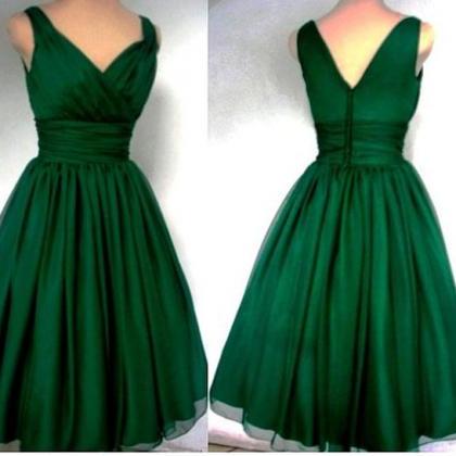 V Neck Vintage Midi Dress