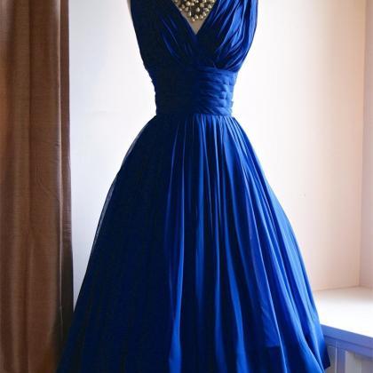 Royal Blue Vintage Dress Short