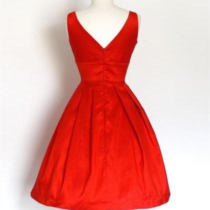 Sweetheart Red Taffeta Vintage Party Dress Short