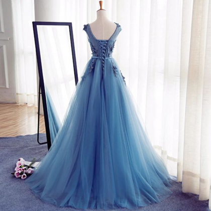 Sleeveless Long Evening Gowns Blue Special..