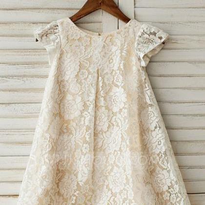 Cap Sleeves Lace Baby Girl Birthday Party Dress