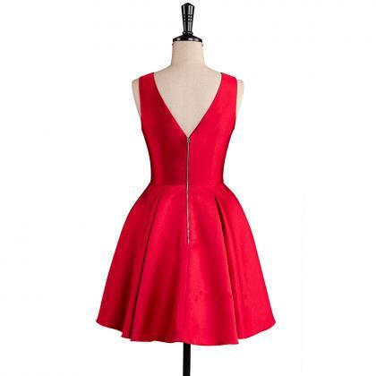 V Neck Red Short Party Dresses