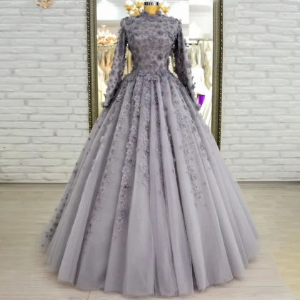 Modest Grey Formal Occasion Dresses Pageant..