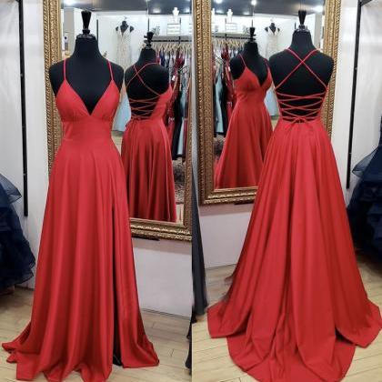 Simple Red Prom Dresses Long Pagean..