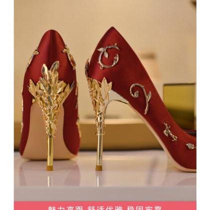Ponint Toe Women Heels Wedding Shoes For Brides