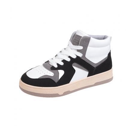 Colorblock Lace Up Front Skate Shoes Women Casual..