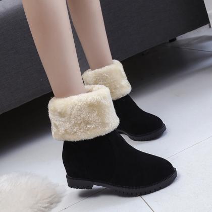 Fluffy Trim Slip On Winter Boots