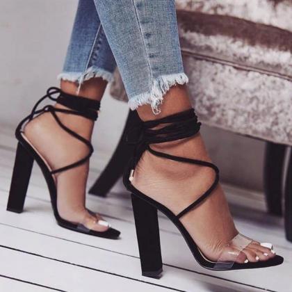 Strappy Chunky Heels Sandals Women Shoes