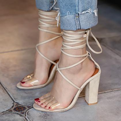 Strappy Chunky Sandals Women Shoes